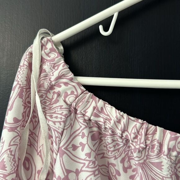 Loft Rose Pink Boho Print Off Shoulder Halter Dress Elastic in Shoulder area S - Picture 5 of 7